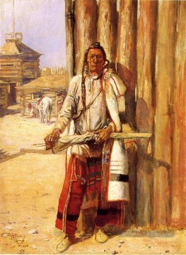 Buffalo Manteau Art occidental Amérindien Charles Marion Russell Peinture à l'huile